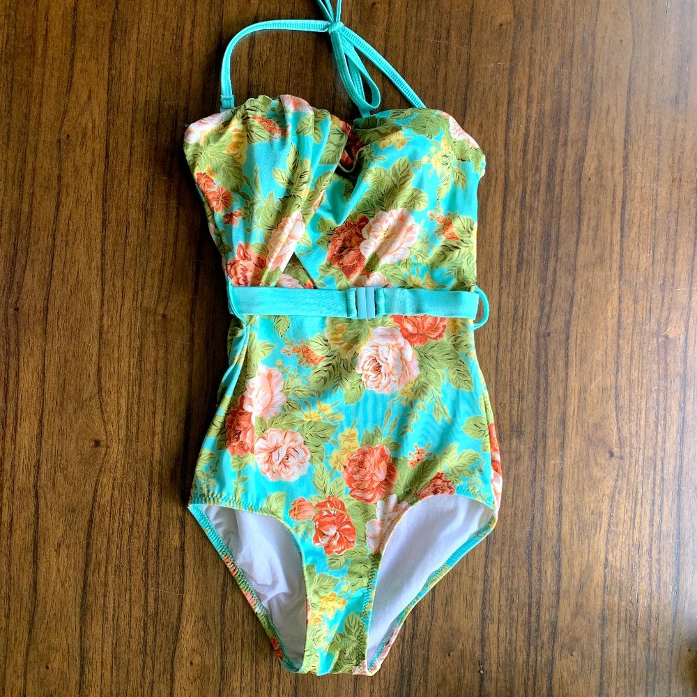 ASOS one piece swimsuit, belted, floral print, 2
